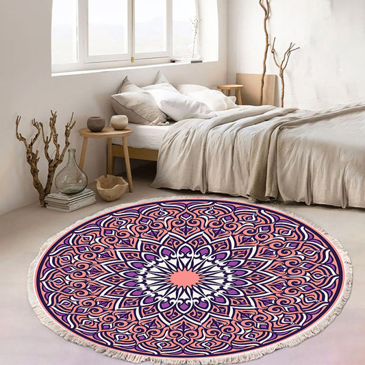 Purple Mandala Round Rug 90cm