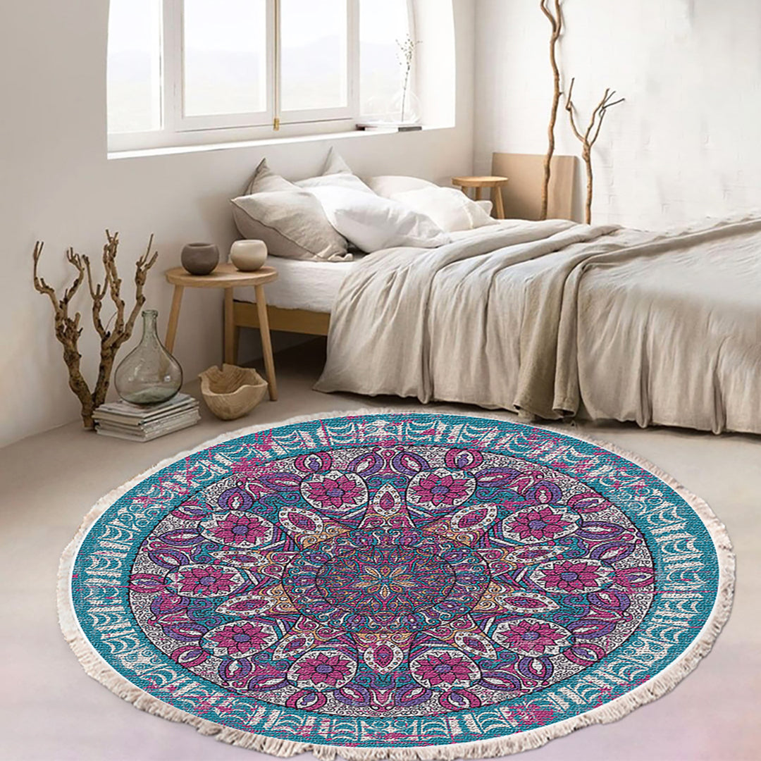 Mandala Area Rug 120cm for Living Room & Bedroom - Design 3
