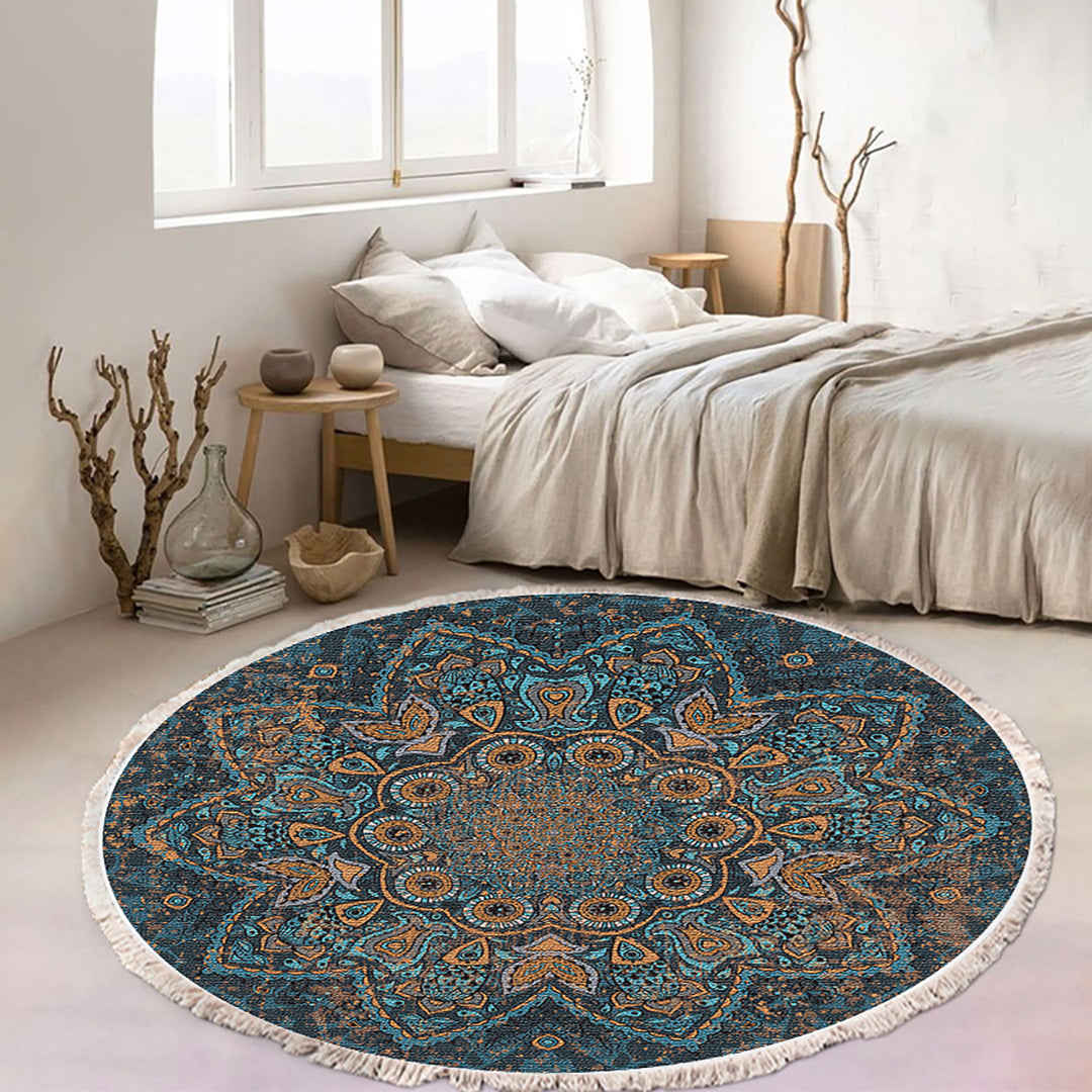 Mandala Pattern Round Area Rug 120cm
