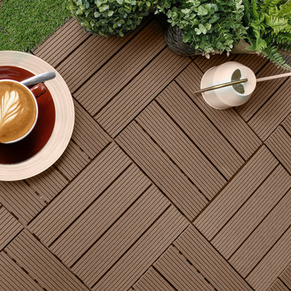 Bulk 11 Light Chocolate Composite Interlocking Decking Tiles