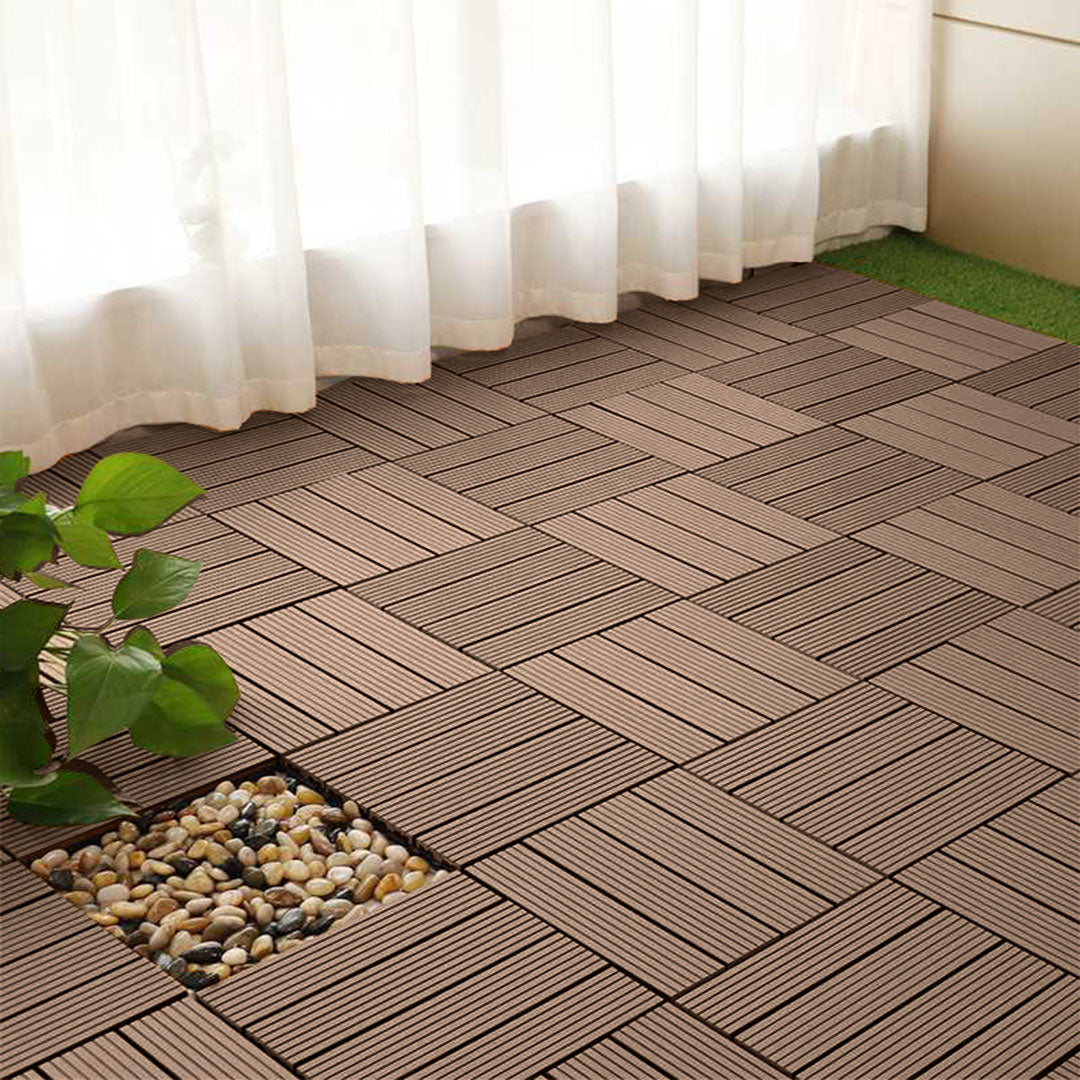 Bulk 11 Light Chocolate Composite Interlocking Decking Tiles