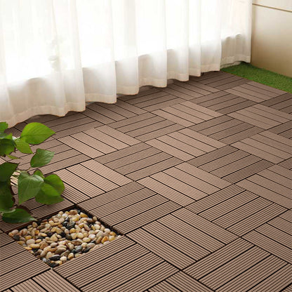 Bulk 11 Light Chocolate Composite Interlocking Decking Tiles