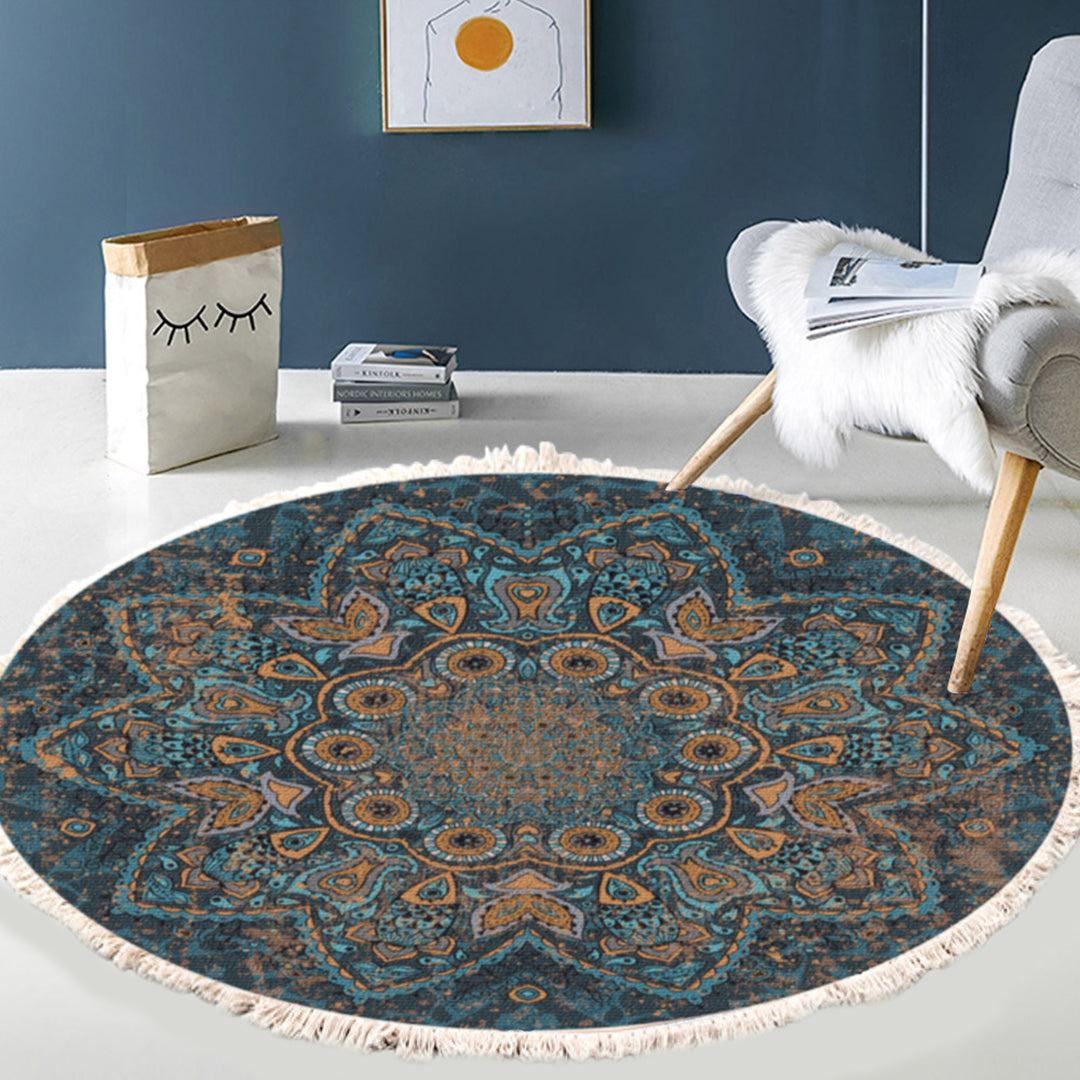 Mandala Pattern Round Area Rug 120cm