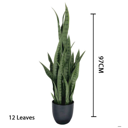 Artificial Snake Plant 97cm with Black Planter