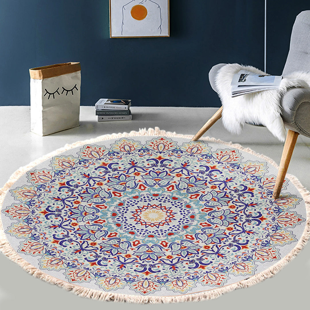 Mandala Area Rug 120cm for Living Room & Bedroom - Design 2