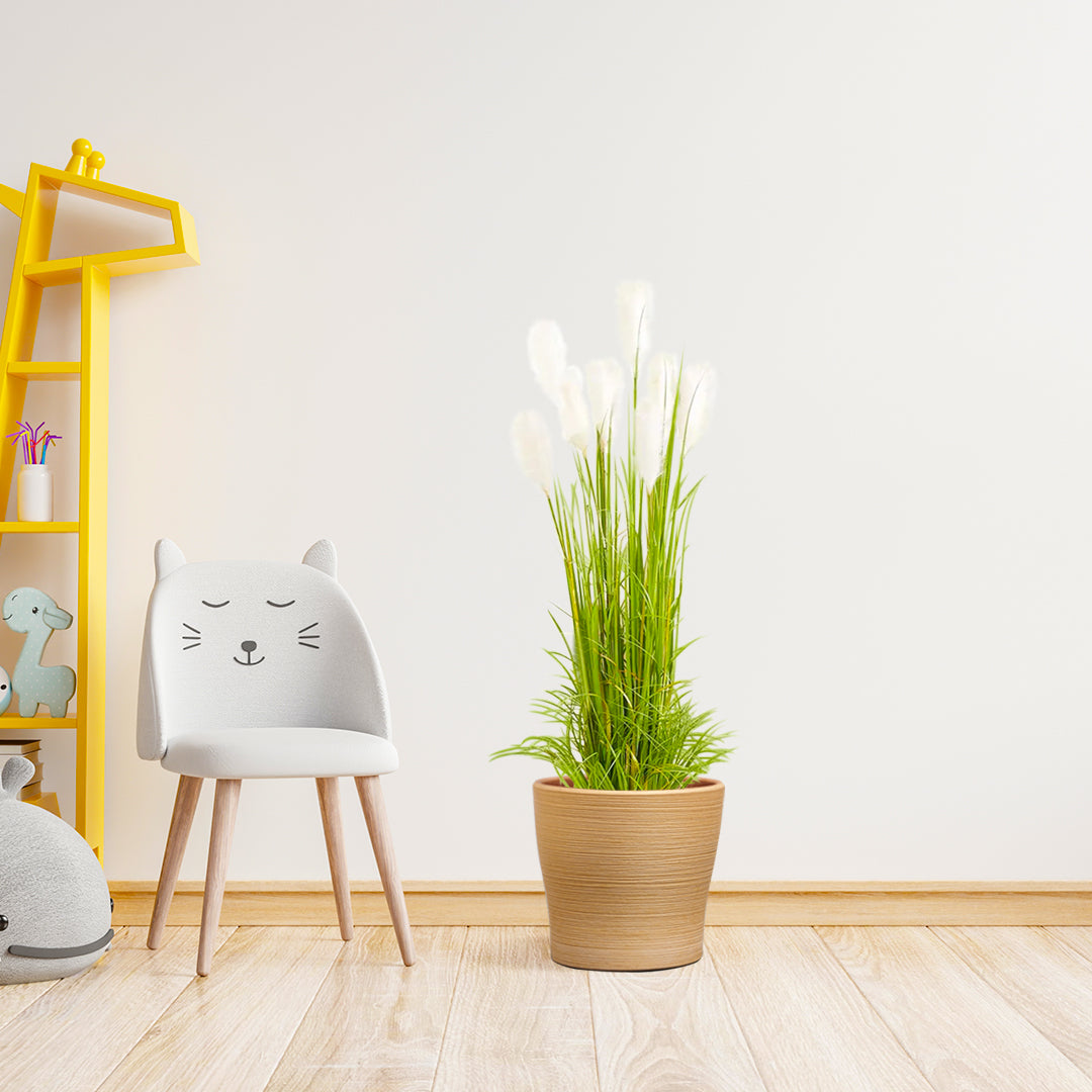 Artificial Wheat Plume Grass in Metal Planter 150cm