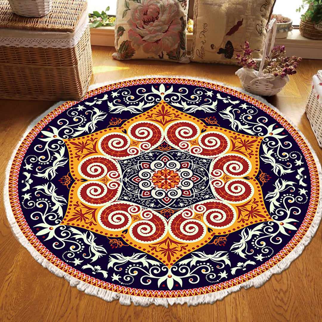 Ethnic Mandala Round Rug 90cm