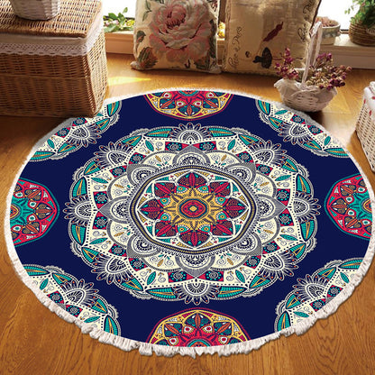 Boho Geometric Round Rug 90cm