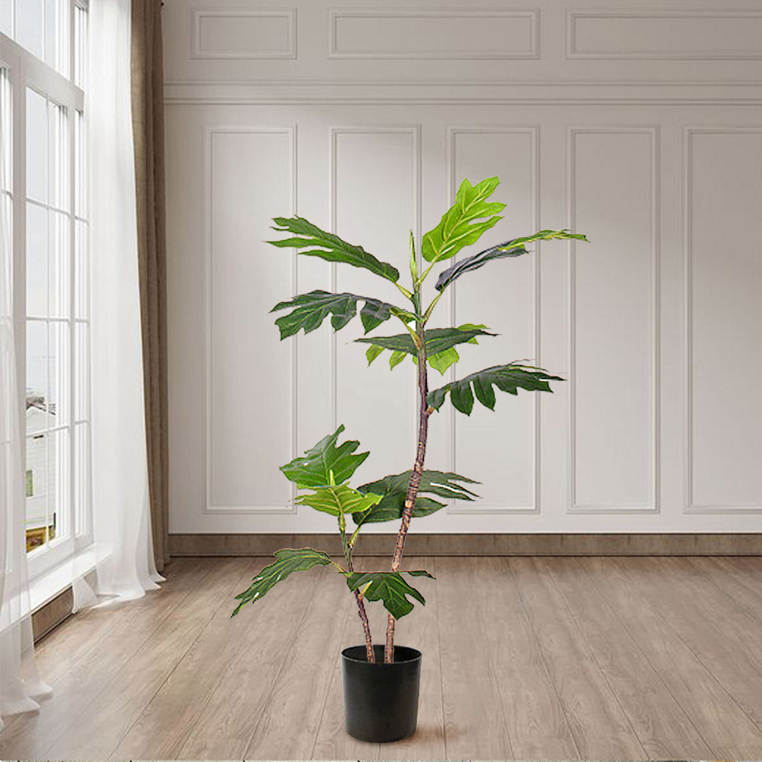 Artificial Split-Leaf Philodendron Tree 2-Trunk 90cm