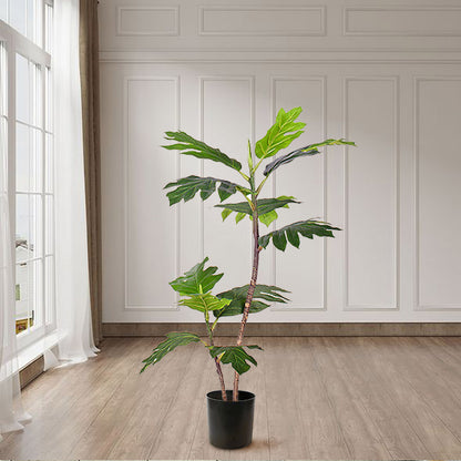 Artificial Split-Leaf Philodendron Tree 2-Trunk 90cm