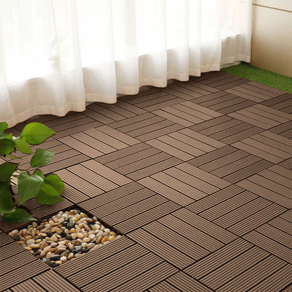 Bulk 11 Dark Chocolate Composite Interlocking Decking Tiles - Design 2