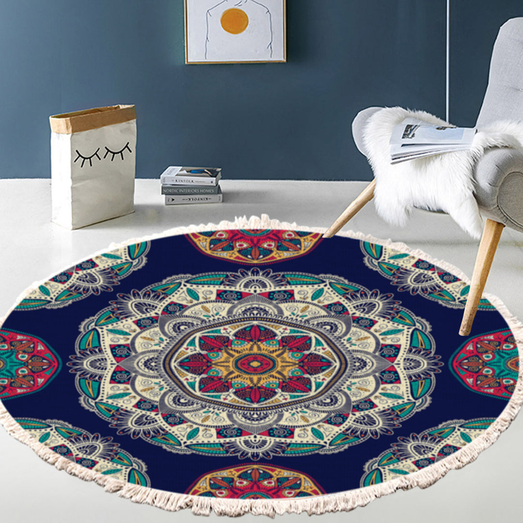 Boho Geometric Round Rug 90cm