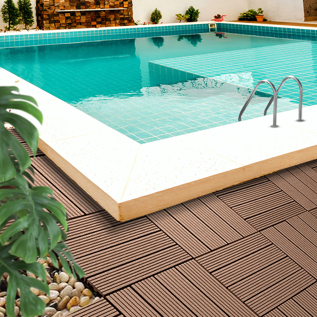 Bulk 11 Light Chocolate Composite Interlocking Decking Tiles