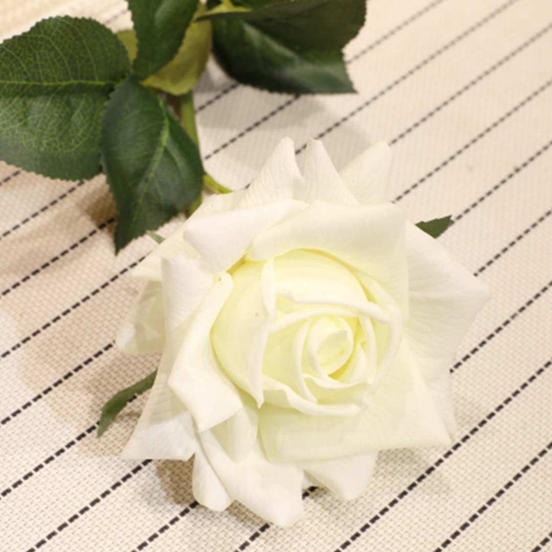 Bulk 12 Artificial Silk Roses 85cm White