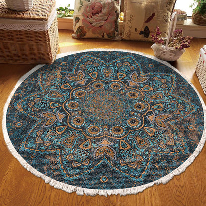 Mandala Pattern Round Area Rug 120cm