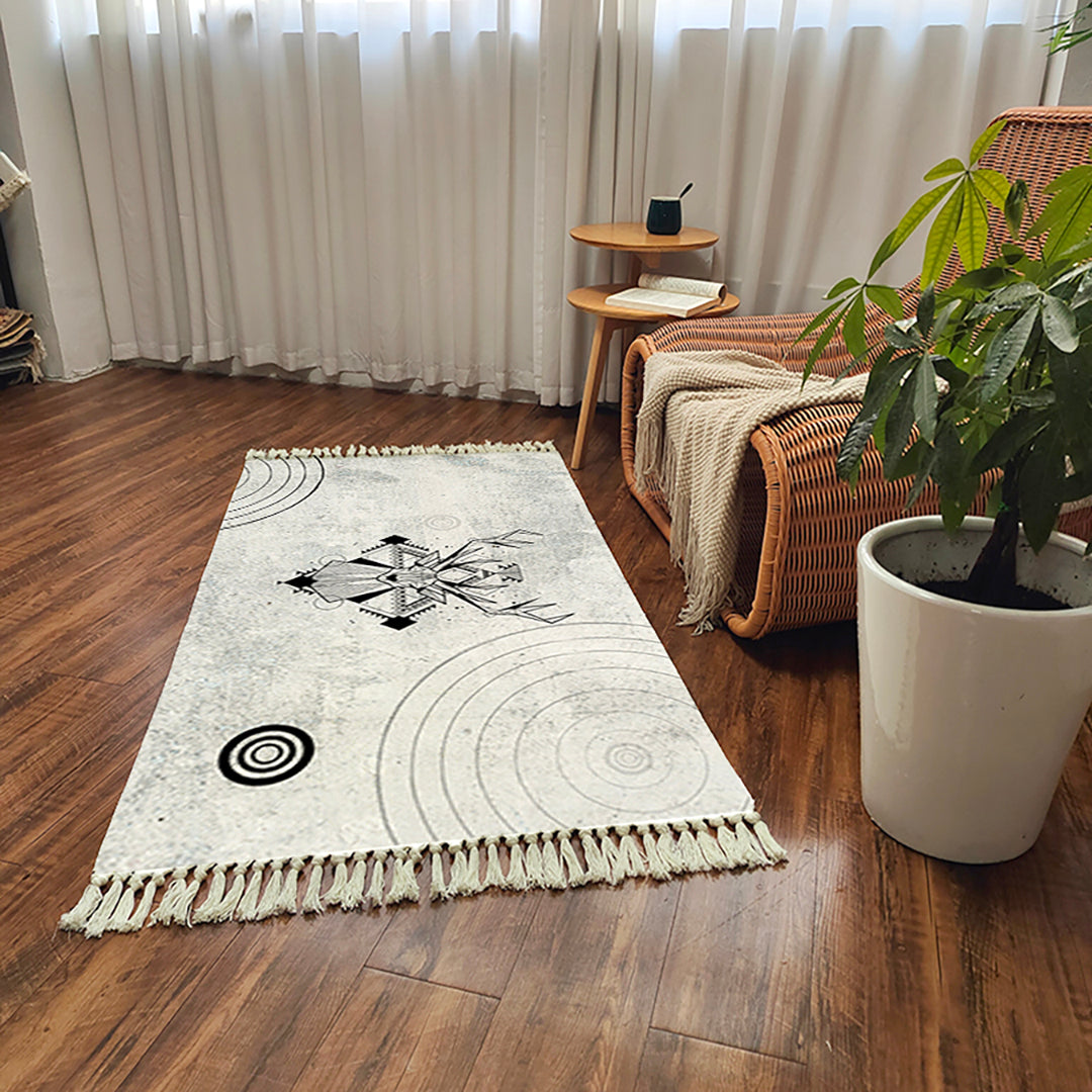 Woven Minimalist Tassel Area Rug 90x180cm