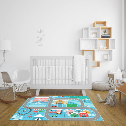 Kids Street Map Play Rug 120x180cm - Design 3