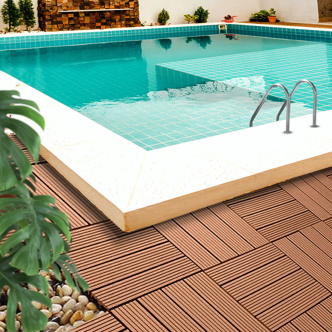 Bulk 11 Red Brown Composite Interlocking Decking Tiles