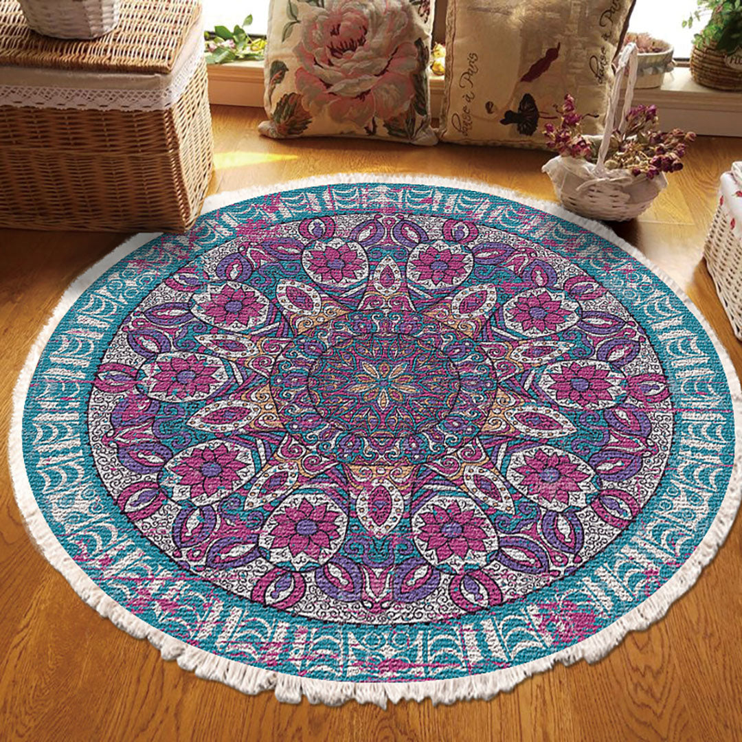 Mandala Area Rug 120cm for Living Room & Bedroom - Design 3