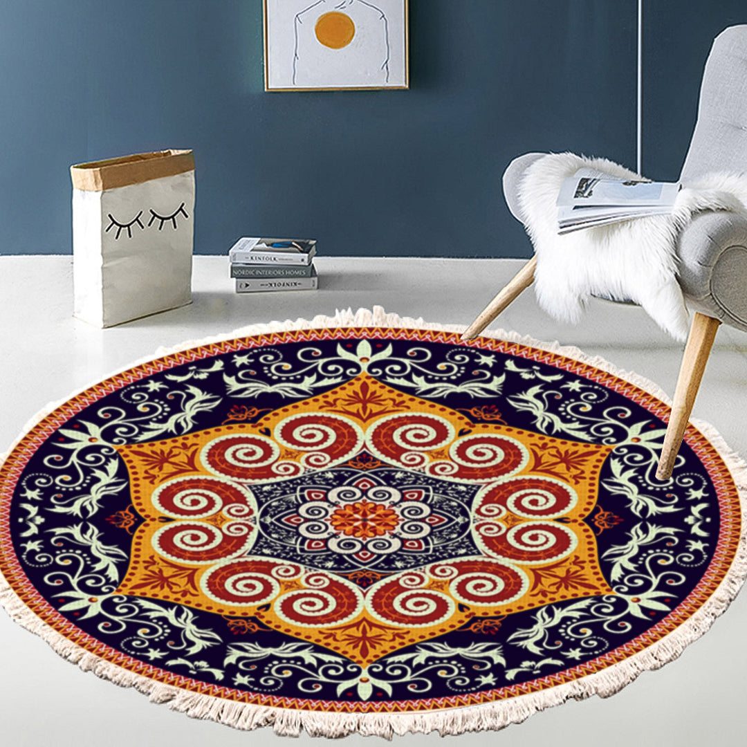 Ethnic Mandala Round Rug 90cm