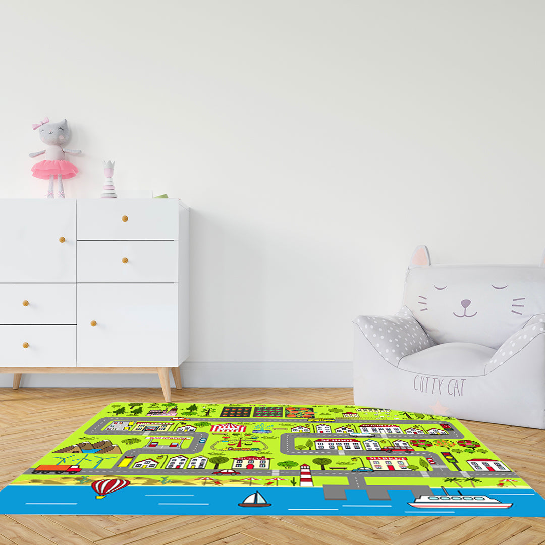 Kids Street Map Play Rug 120x180cm - Design 1