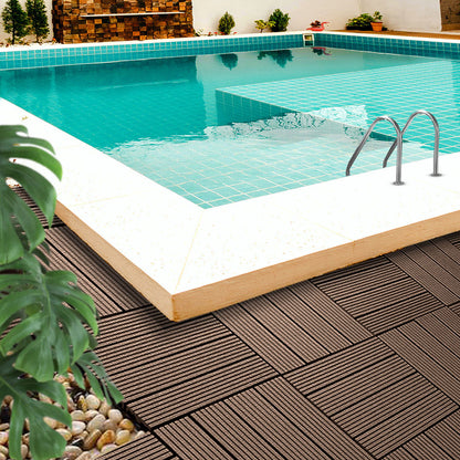 Bulk 11 Dark Chocolate Composite Interlocking Decking Tiles - Design 2