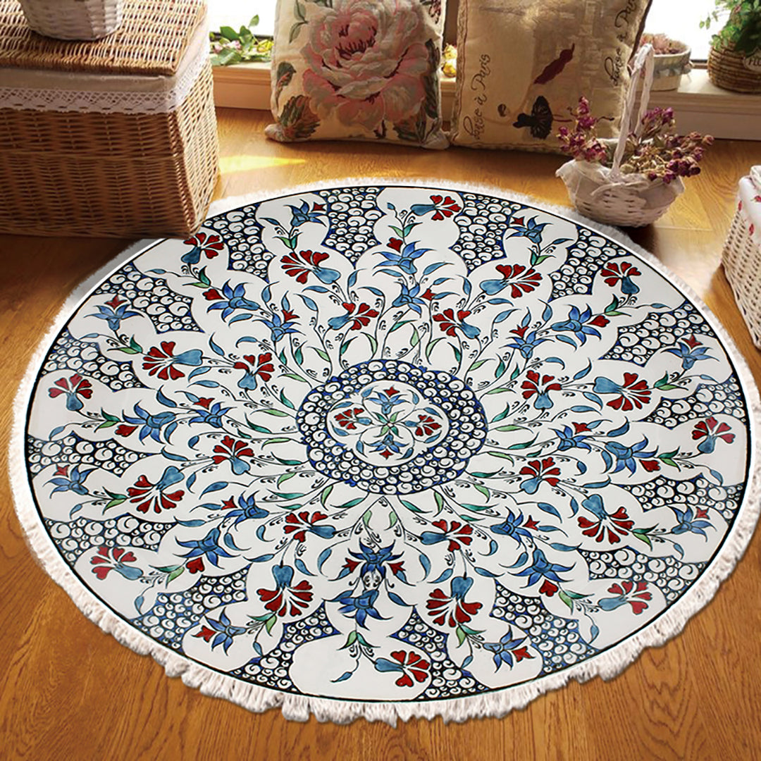 Mandala Area Rug 120cm for Living Room & Bedroom - Design 1