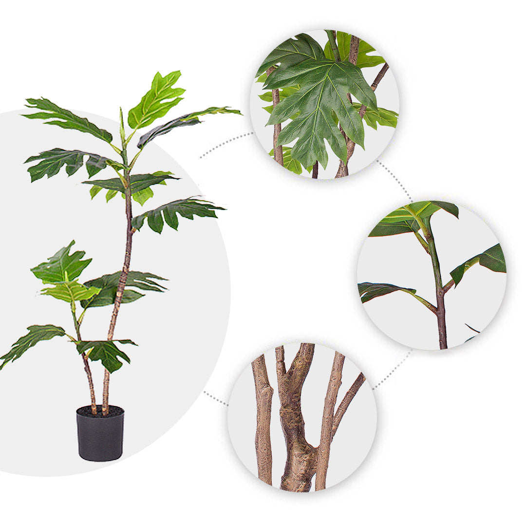 Artificial Split-Leaf Philodendron Tree 2-Trunk 90cm