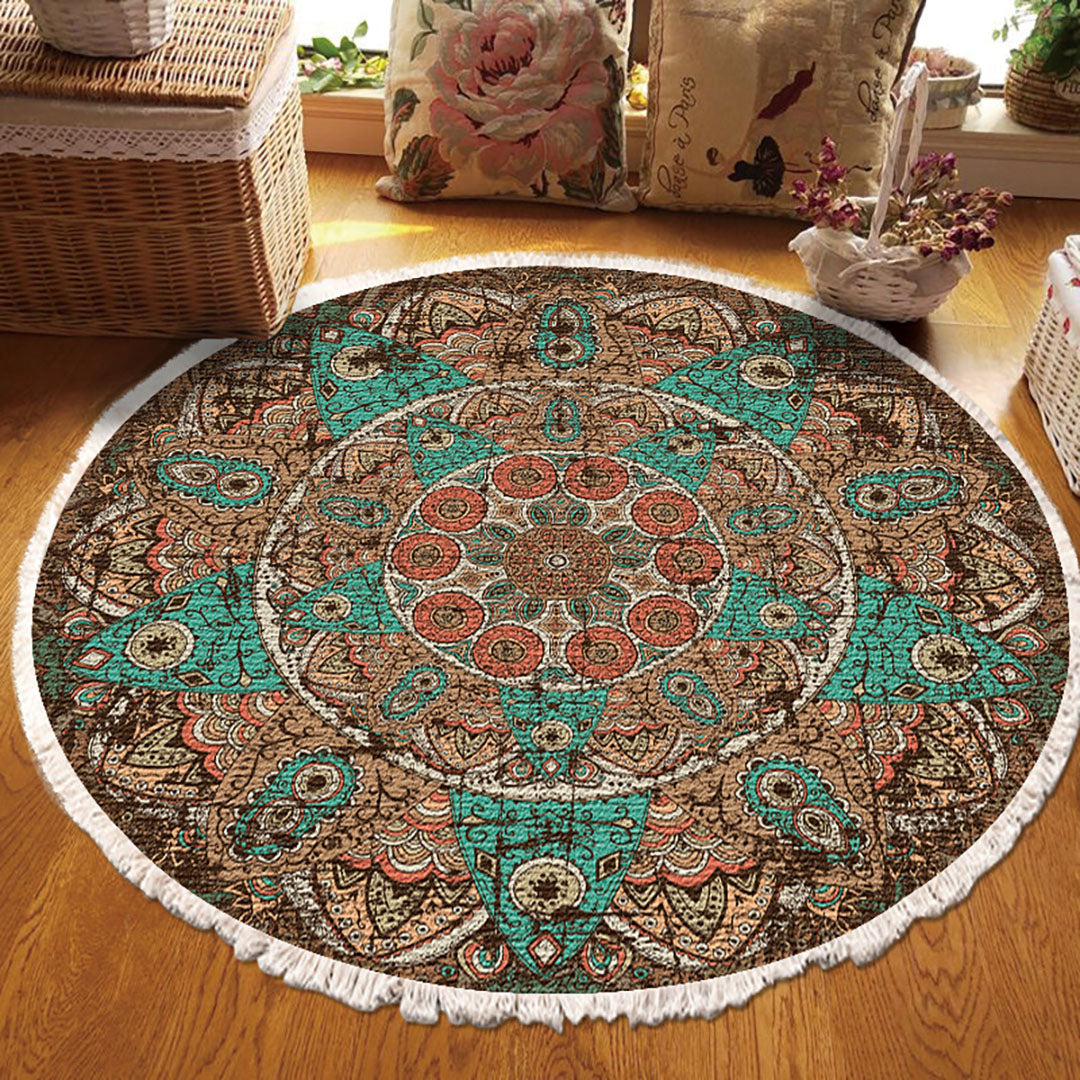 Thick Mandala Round Rug 90cm