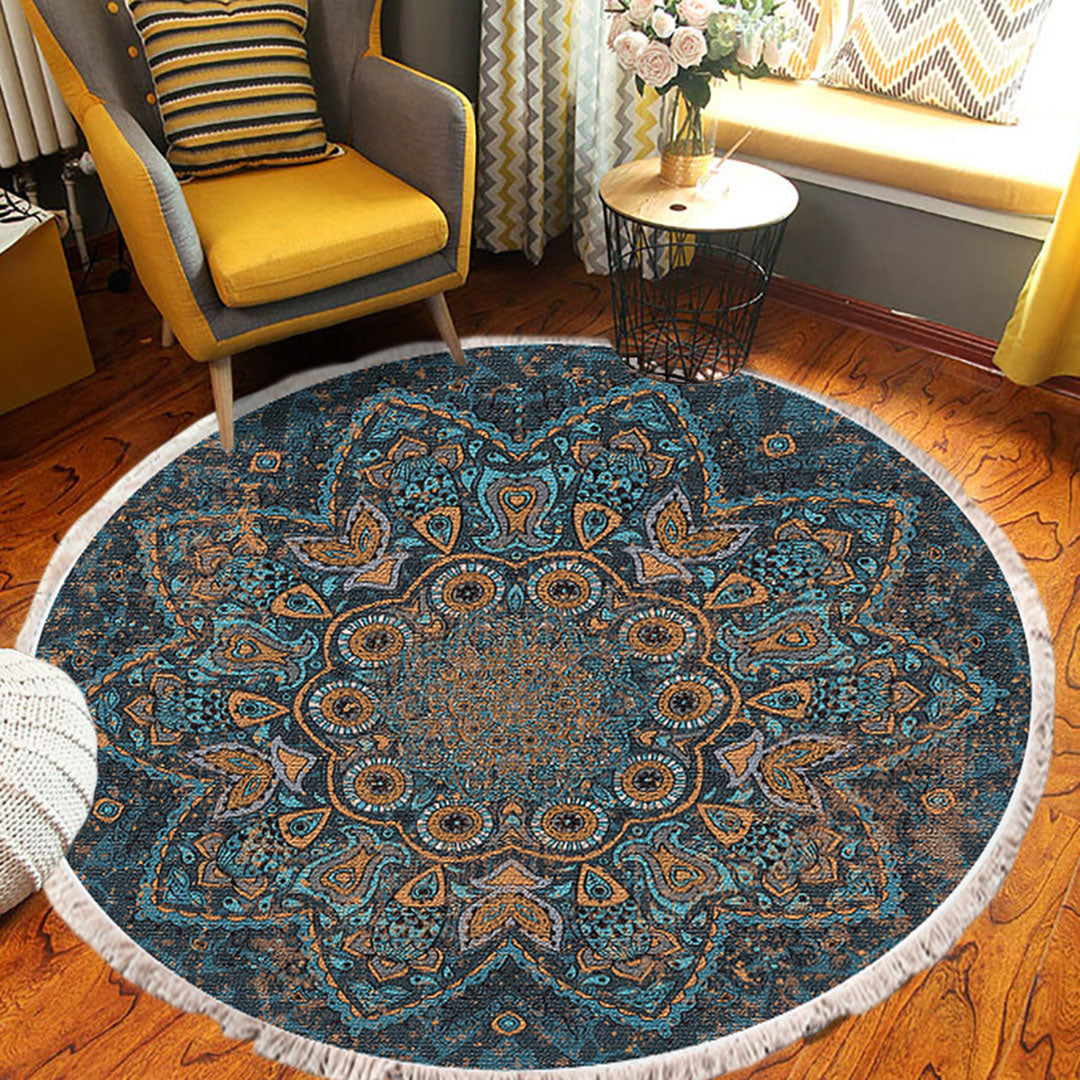 Mandala Pattern Round Area Rug 120cm