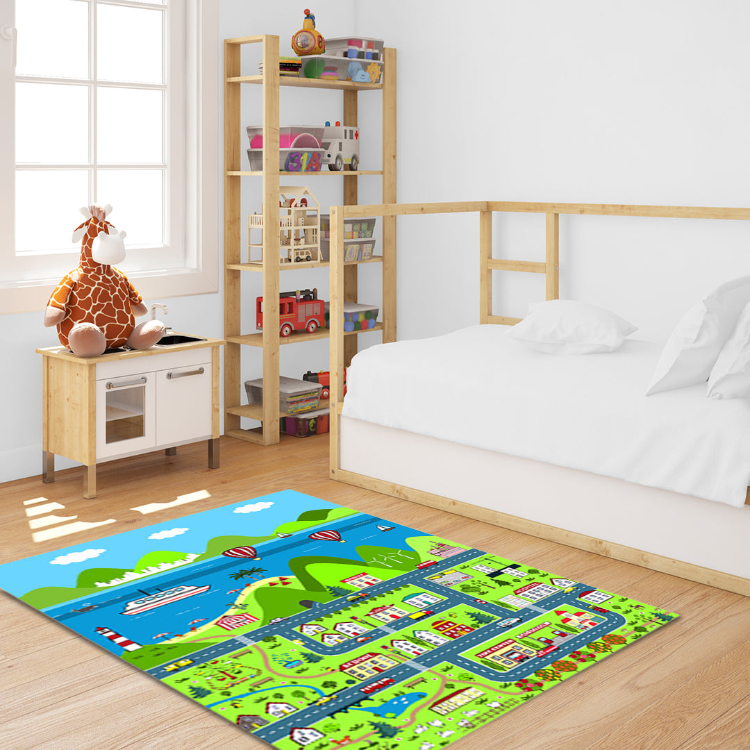 Kids Street Map Play Rug 120x180cm - Design 4