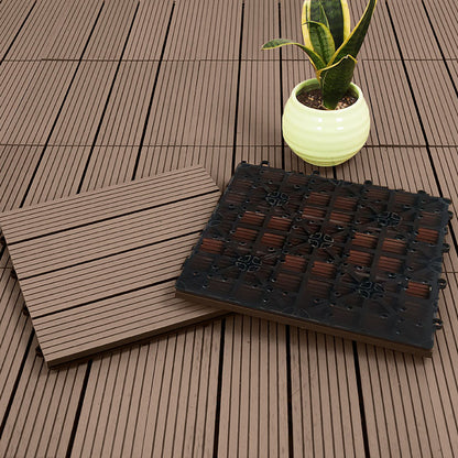 Bulk 11 Light Chocolate Composite Interlocking Decking Tiles