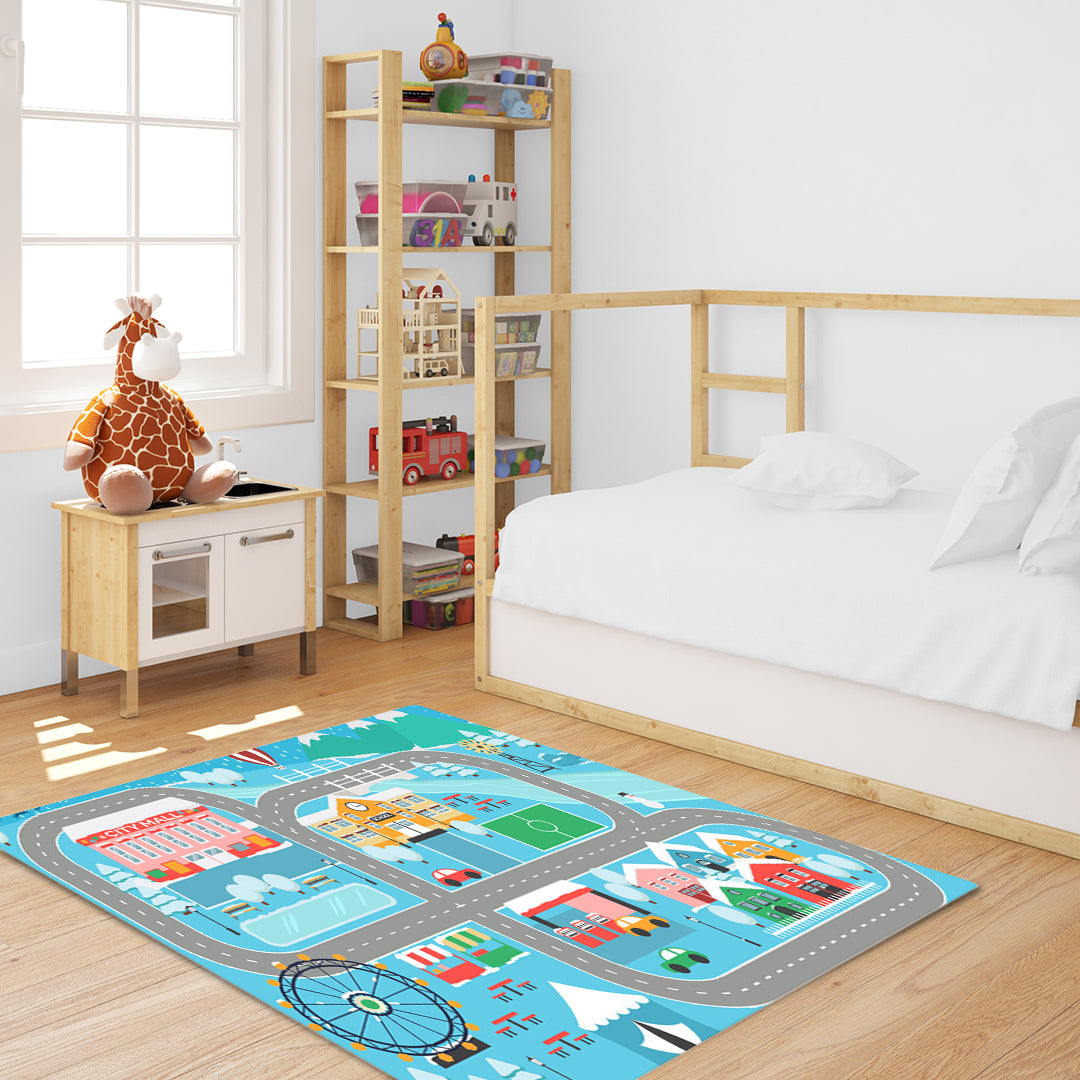 Kids Street Map Play Rug 120x180cm - Design 3