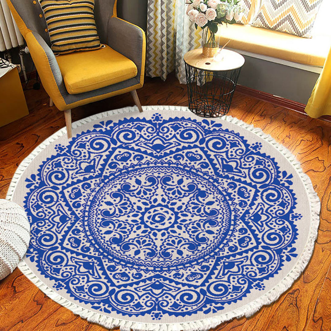 Indian Mandala Round Tapestry Rug 120cm