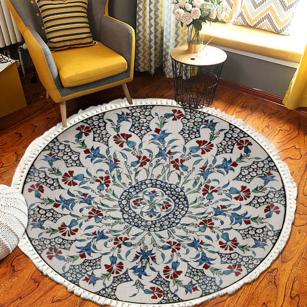 Mandala Area Rug 120cm for Living Room & Bedroom - Design 1
