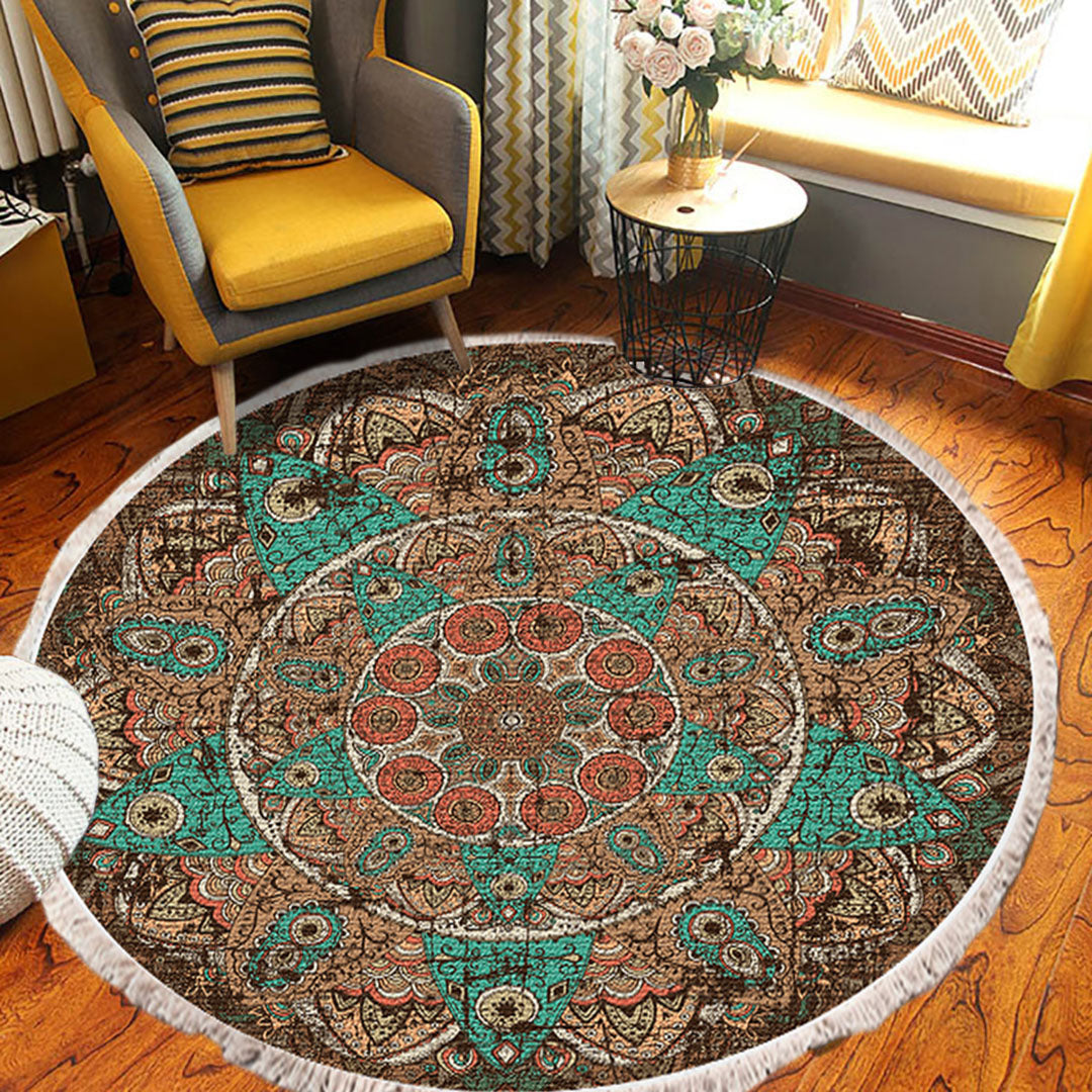 Thick Mandala Round Rug 90cm
