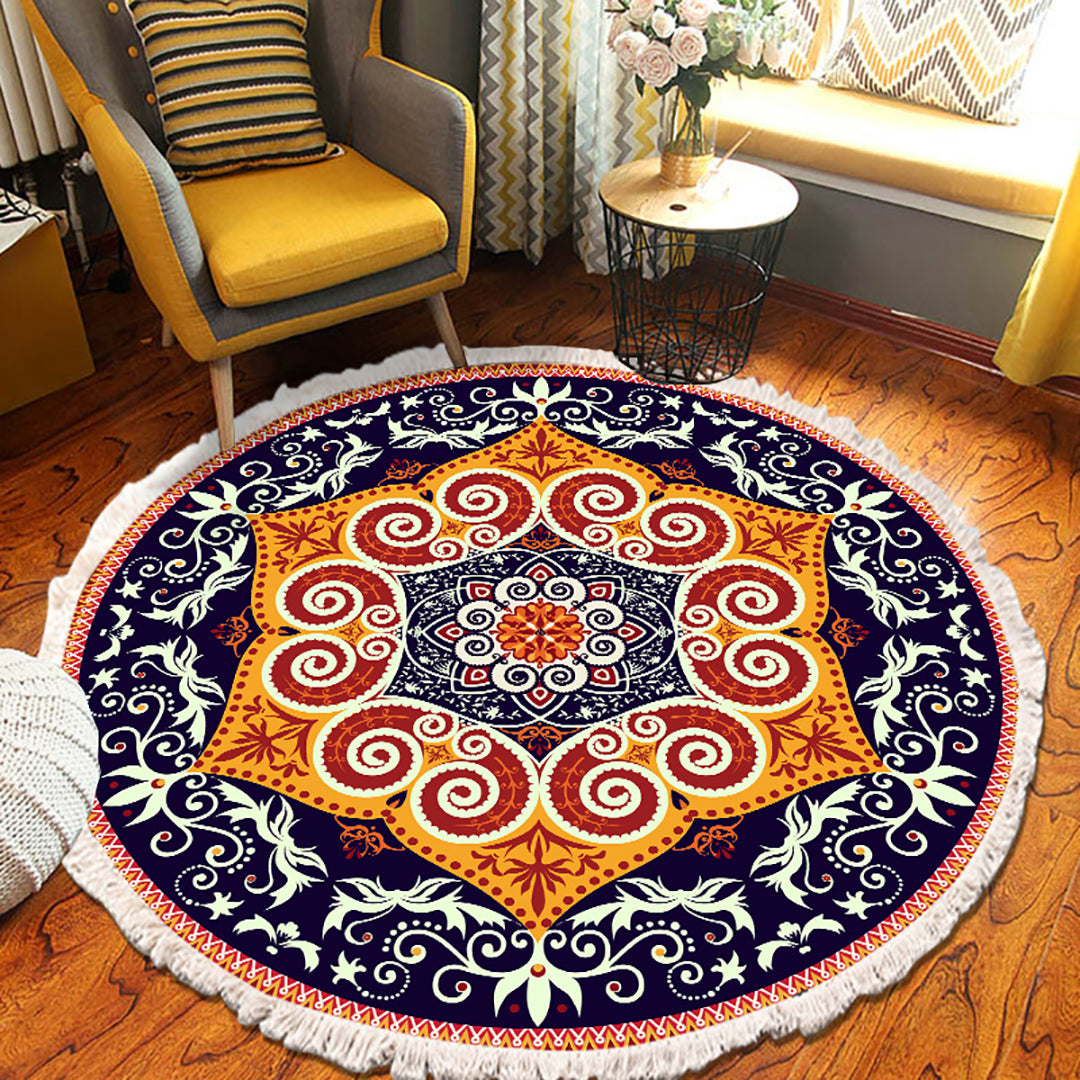 Ethnic Mandala Round Rug 90cm