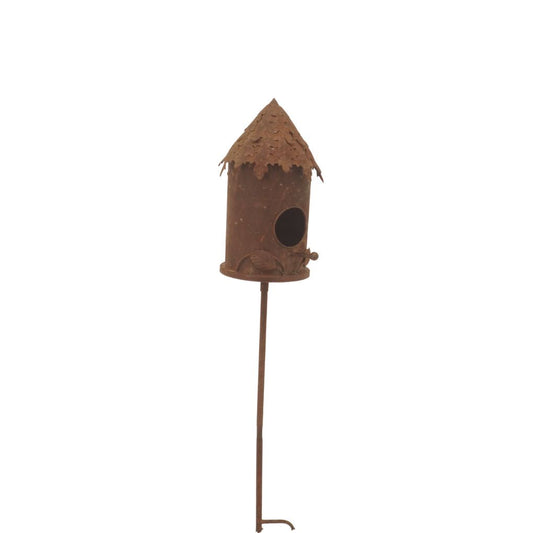 Rustic Birdhouse Garden Stake