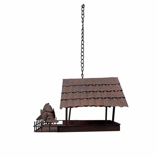 Rust Hanging Birdhouse w 2 Birds 42cm - Image 2