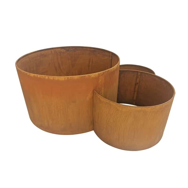 Three Ring Rust Garden Planters 58cm, 40cm, 33cm - Image 2