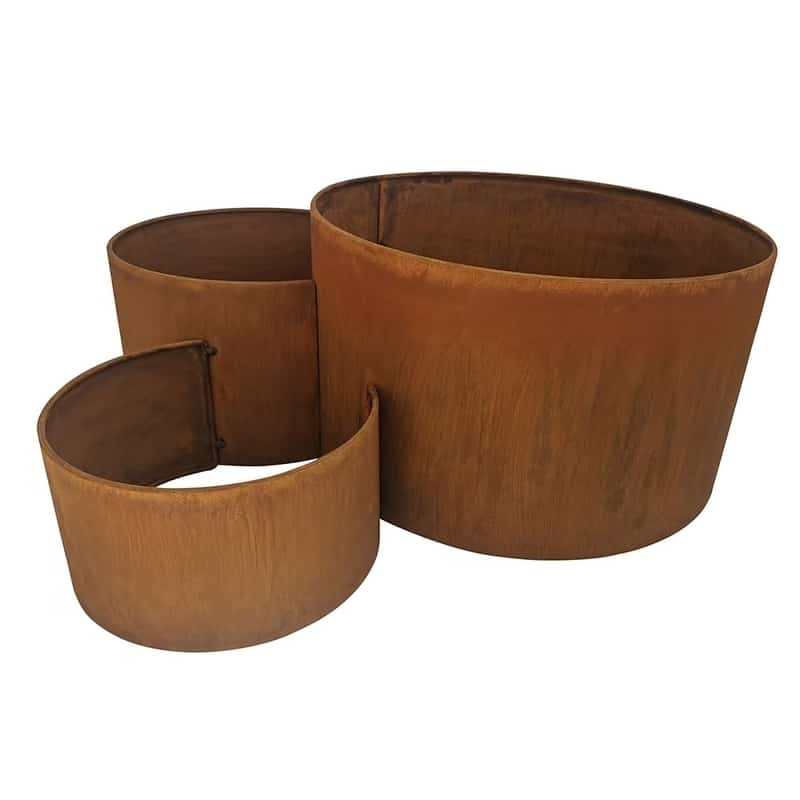 Three Ring Rust Garden Planters 58cm, 40cm, 33cm - Image 3