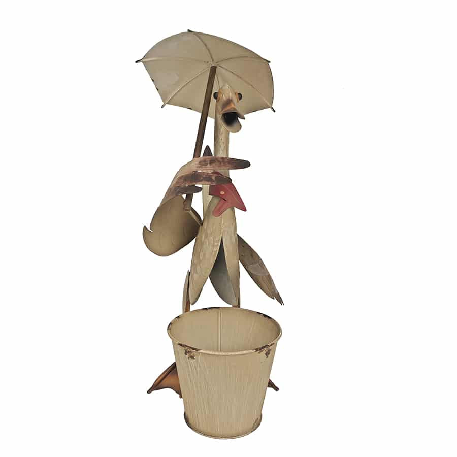 Standing Duck w Umbrella + Pot Planter 46cm - Image 3