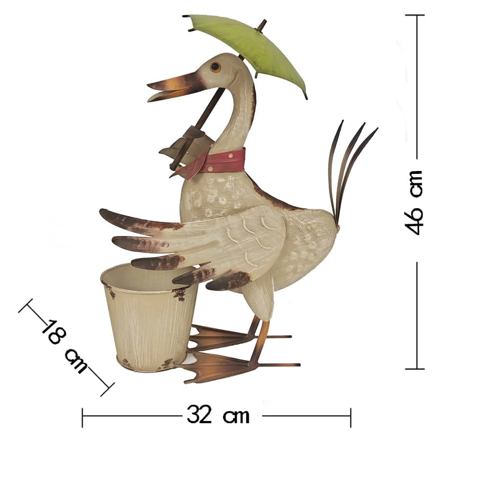 Standing Duck w Umbrella + Pot Planter 46cm - Image 5