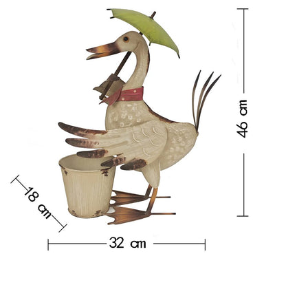 Standing Duck w Umbrella + Pot Planter 46cm - Image 5