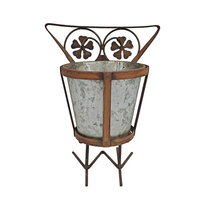 Arty Owl w Galvanised Pot Planter 23cm - Image 3