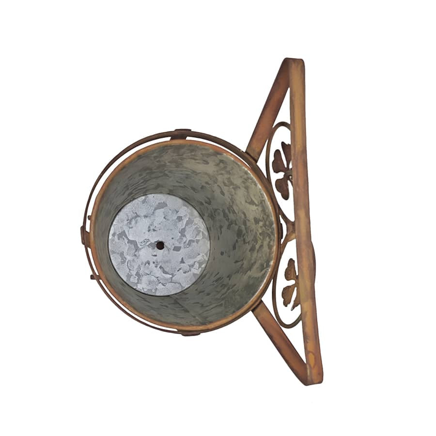 Arty Owl w Galvanised Pot Planter 23cm - Image 4