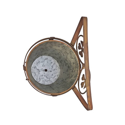 Arty Owl w Galvanised Pot Planter 23cm - Image 4