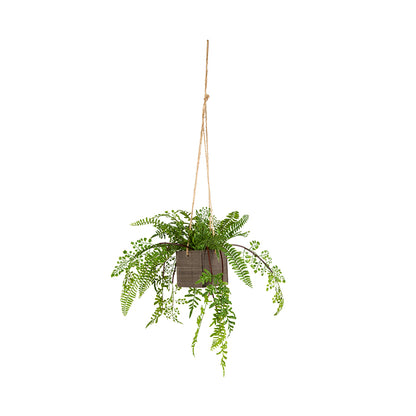 Hanging Potted Artificial Fern 44cm