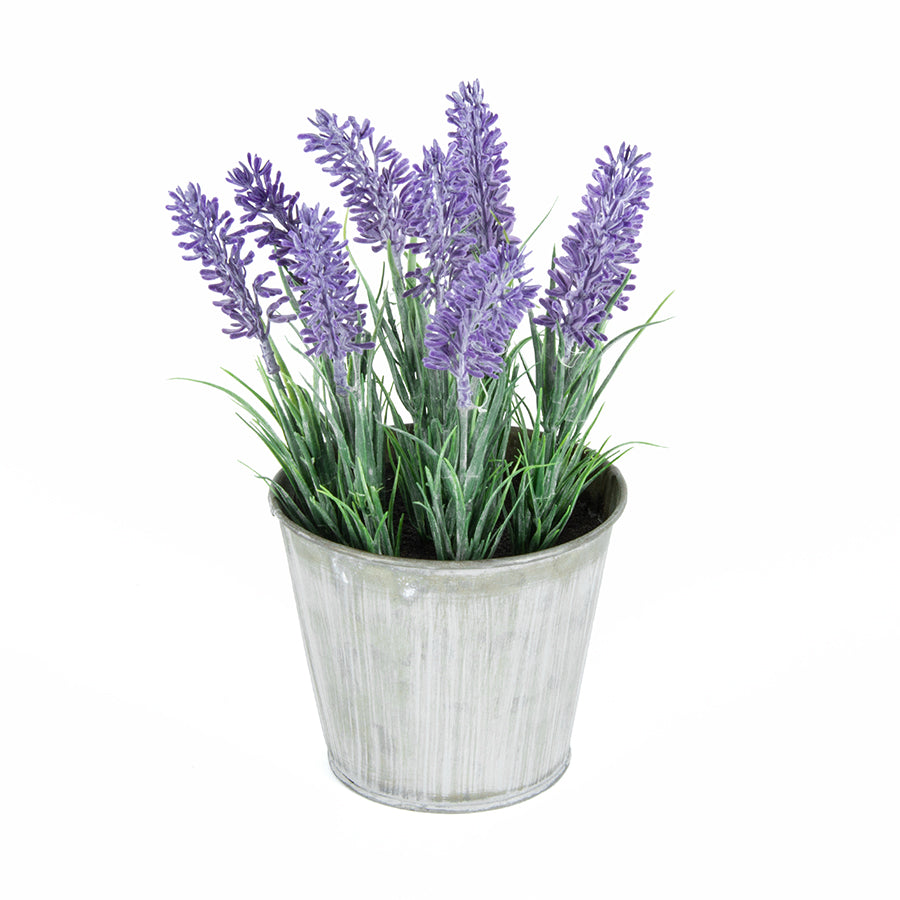 Artificial Lavender in Distressed Tin Pot 23cm - Image 3
