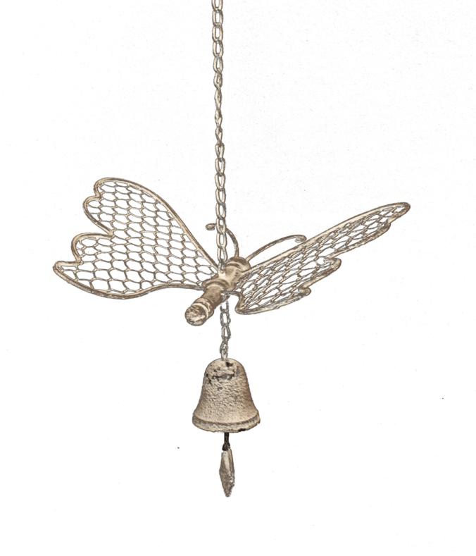 Large Hanging Butterfly w Cast Iron Bell 69cm